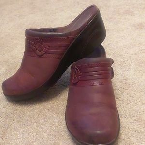 Clarks Marion Jess Clog Mule Shoes Mahogany Leather Womens 7.5M
